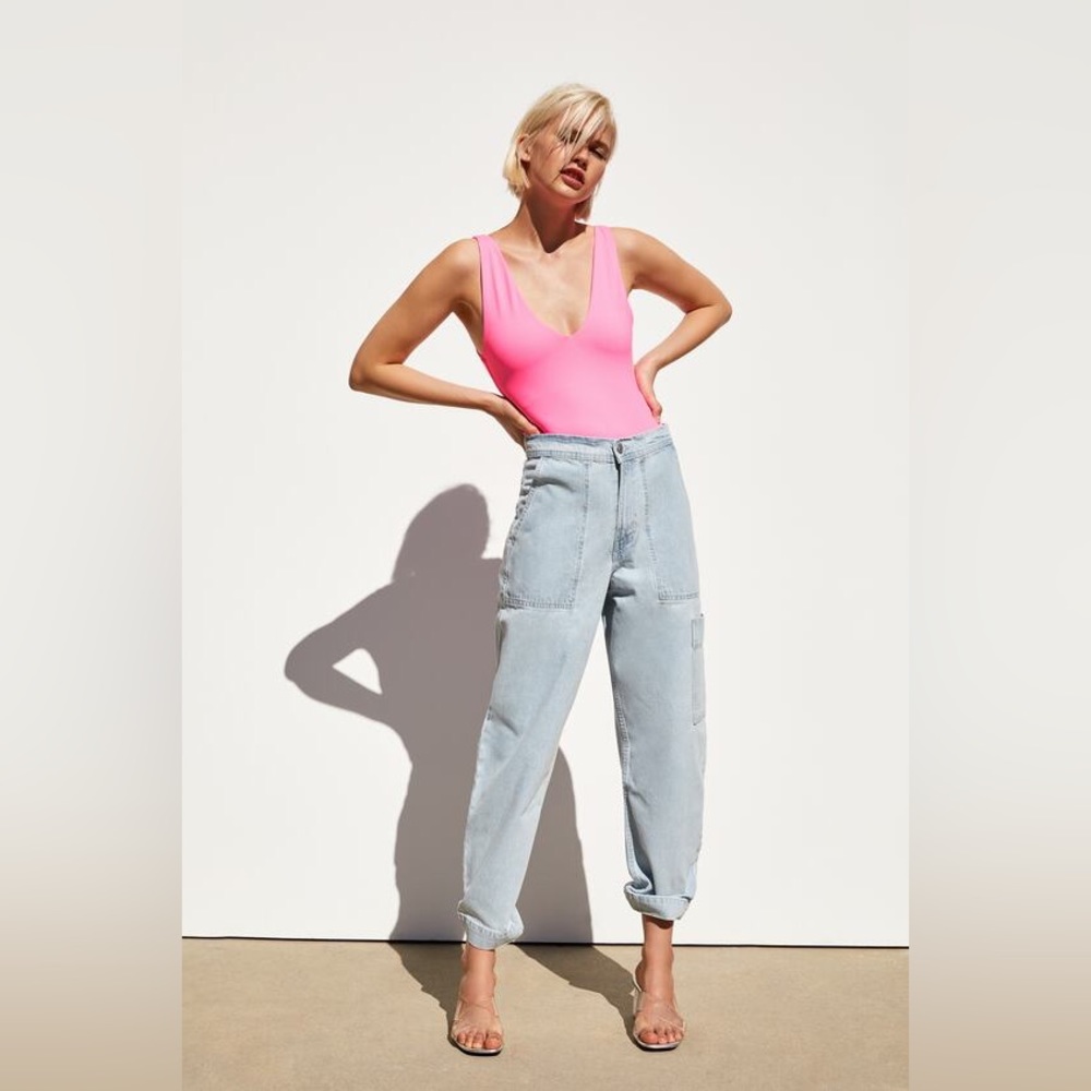 ZARA Neon Pink v Bodysuit